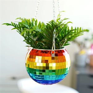 Disco Ball Hanging Planter - Rainbow 6"