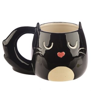 Feline Fine Black Cat Shaped Mug