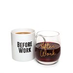 Before Work, After Work Mug and Glass Set